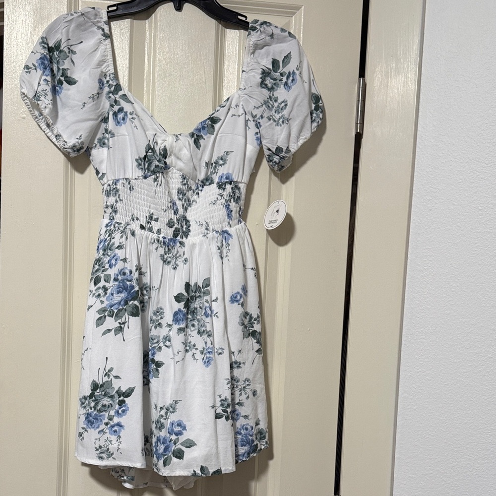 Hollister White and Blue Floral Dress